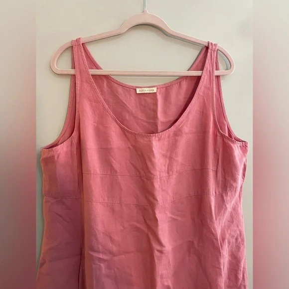 Eileen Fisher 100% Linen Pink Long Dress Sleeveless - Picture 5 of 6